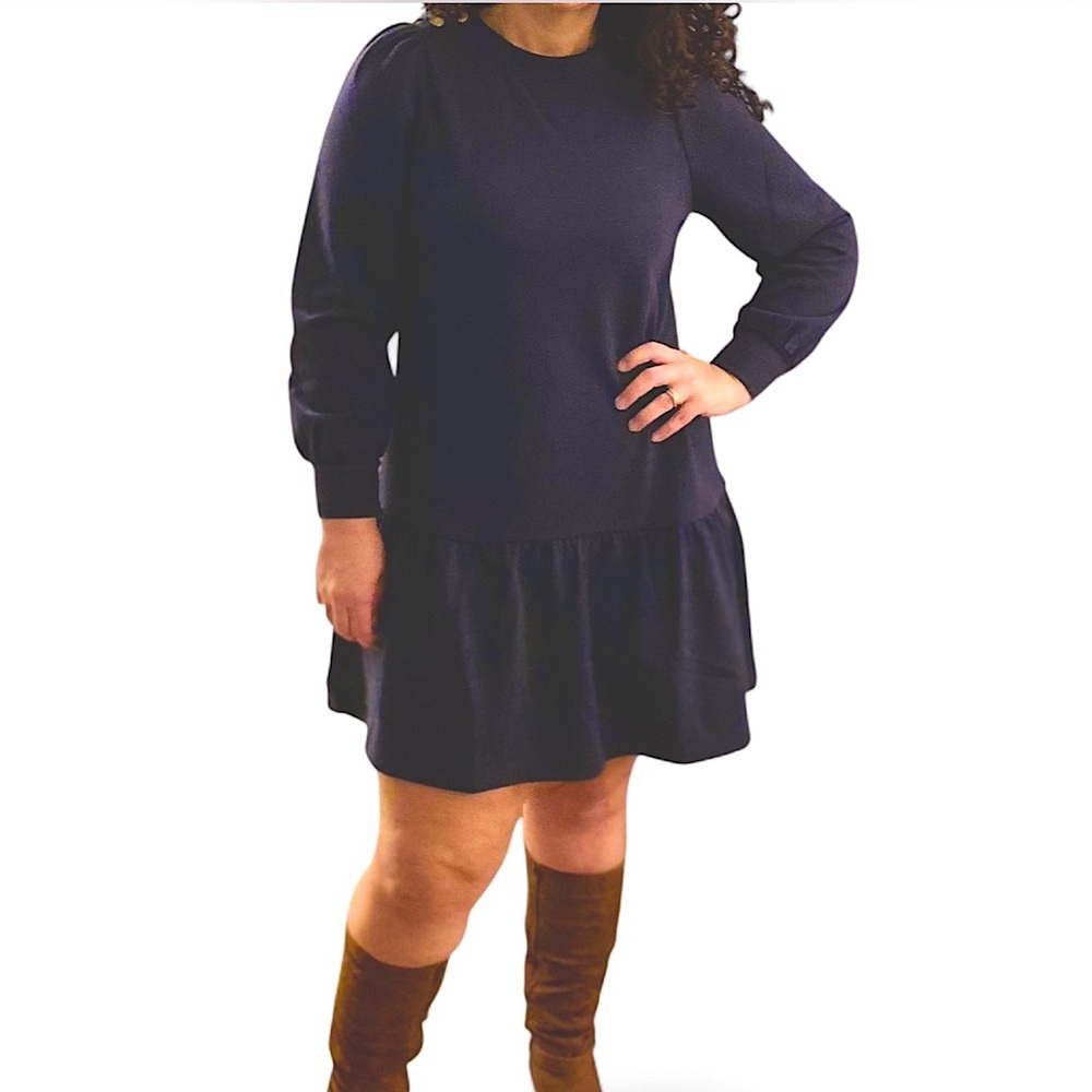 Loft navy blue midi dress